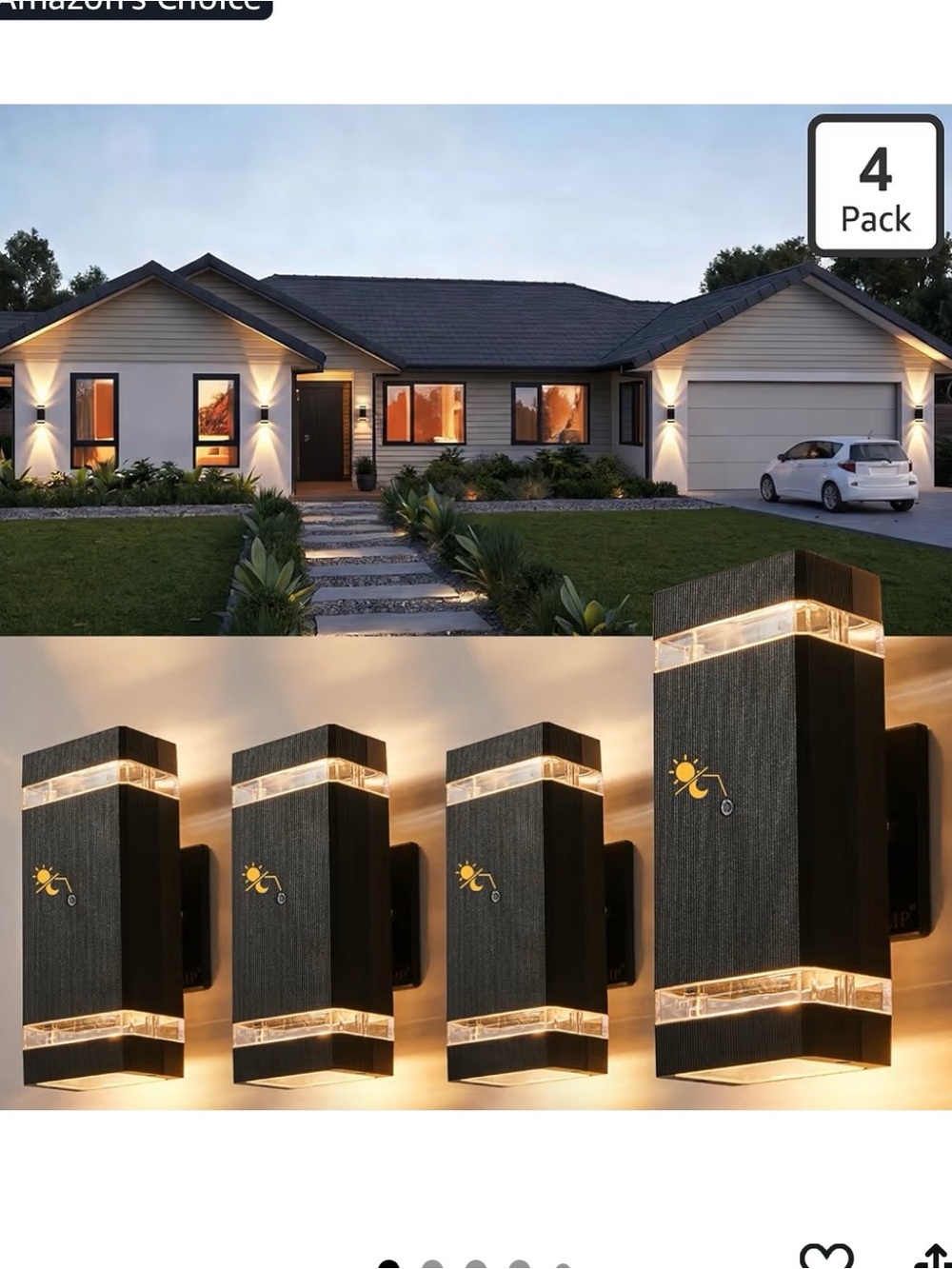LMP 4 Packs Dusk to Dawn Outdoor Light, wall Sconce